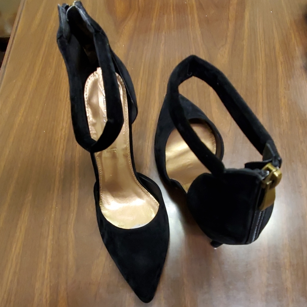 Size 9 black suede high heels